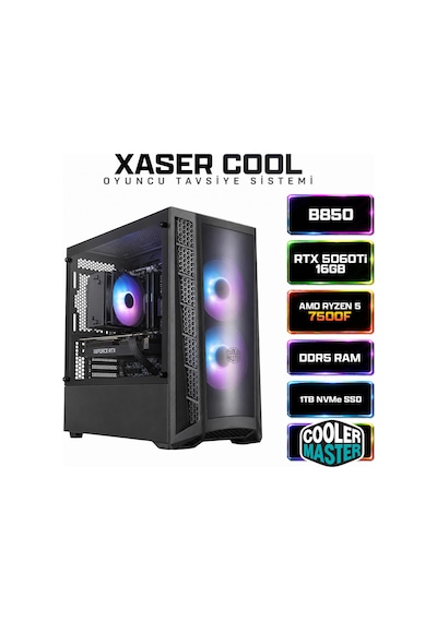 Xaser Cool X140 R5-7500F 32 GB 1 TB SSD 16 GB RTX5060Tİ Dos Masaüstü Oyuncu Bilgisayarı