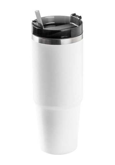 Pablo Beyaz Paslanmaz Çelik Pipetli Termos Bardak 890ml