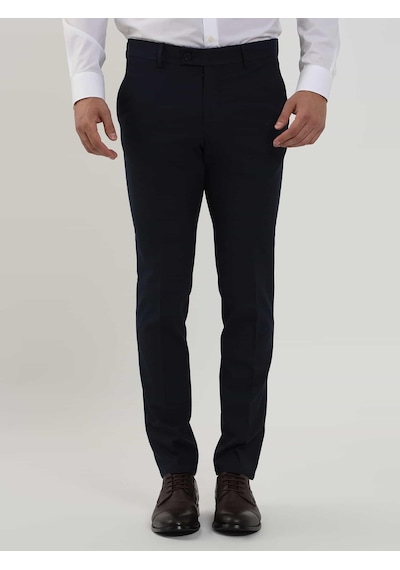Dufy Lacivert Erkek Ekstra Slim Fit Melanj Desenli Klasik Pantolon - 103476-lacivert Lacivert