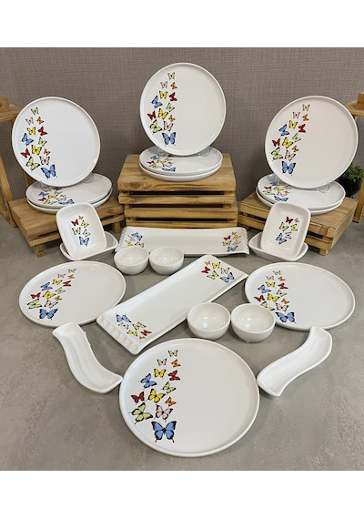 Keramika Takım Kahvaltı Nordıc Dance Of Butterfly Beyaz