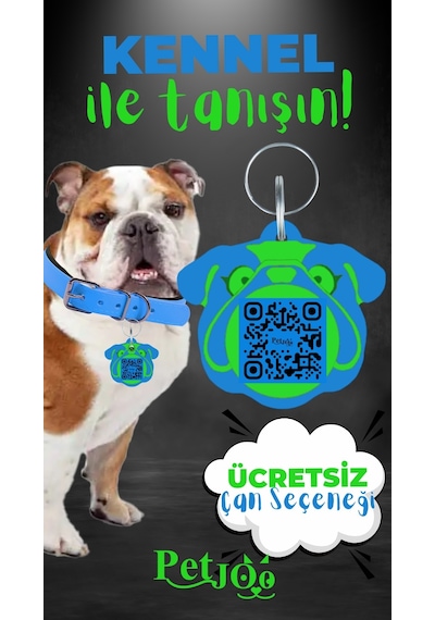 Petjoo 16.Kennel Yeşil-Mavi Qr'lı Köpek Künyesi