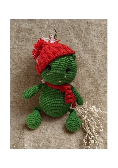 Rüwüzel Amigurumi Dinozor & Vanilya Kokulu Mum Yılbaşı Hediye Seti Açık Yeşil