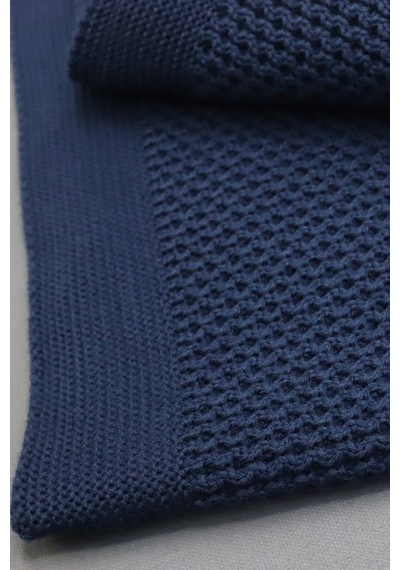 Liva Yumuşak Örgü Battaniye Düz Çift Kişilik 200x220 Cm İndigo Akrilik Yatak Örtüsü Dekoratif Şal Indigo
