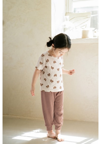 Cigit Desenli Pijama Takımı 1-7 Yaş Ekru