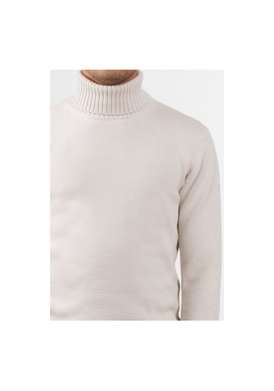 Alpha Studio Kırık Beyaz Erkek Balıkçı Slim Fit Kazak Au-7031g Turtle Neck