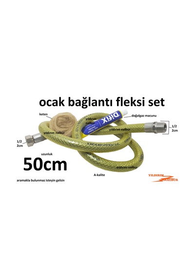 Doğalgaz Ocak Fleksi 50 Cm Gaz Hortumu