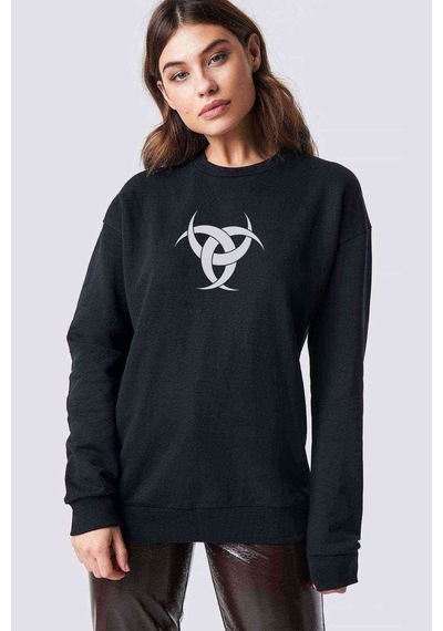 Göktürk Teşkilatı Mahsusa Baskılı Siyah Kadın Sweatshirt