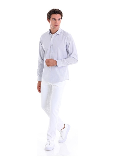 Hatemoğlu Lacivert Ç. Comfort Fit Düz 100% Pamuk Slim Yaka Uzun Kollu Klasi Lacivert