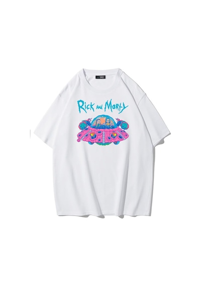 Brz Collection Unisex Oversize Rick And Morty Space Ship T-shirt-beyaz Beyaz