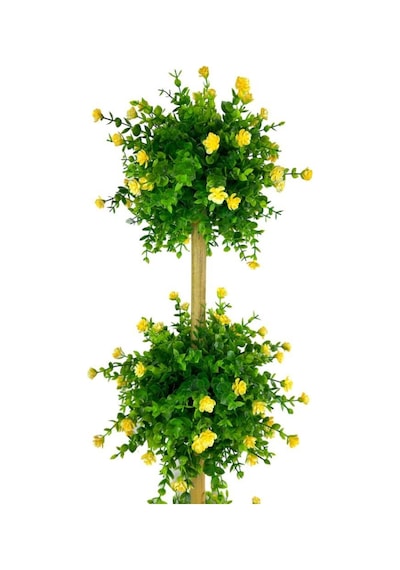 Yapay Ağaç Sarı Mineli Şimşir Top Siyah Saksılı 115 30cm