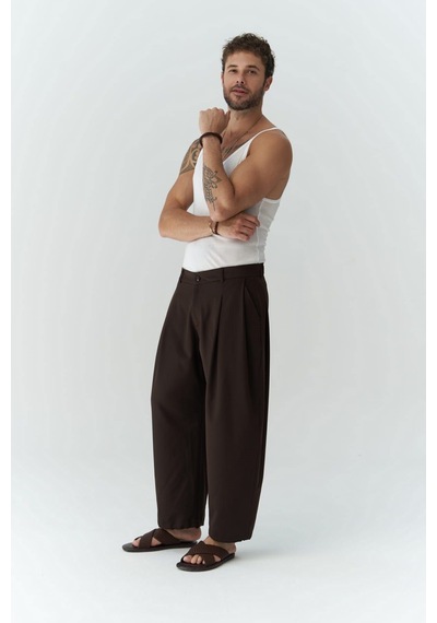 Mai Collection Mai Studios Co. Hector Kahve Geniş Paça Erkek Pantolon Kahverengi