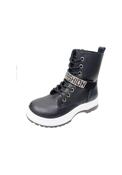Fix Kids 9605 Deri Trend Fashion Kız Çocuk Bot Siyah