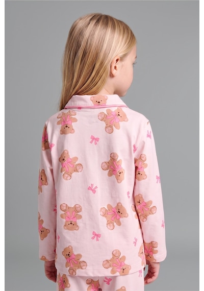Defacto Ayıcık Desenli Önden Düğmeli 2li Pijama Takımı Kız Bebek I3231a526aupn114 Pembe-pn114