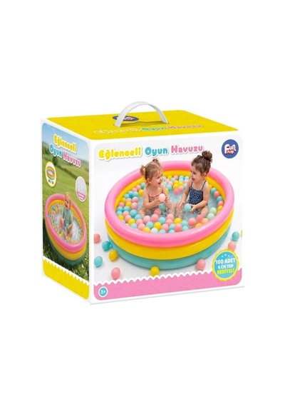 Eğlenceli Oyun Havuzu Şişme Top Havuzu 100 Adet 6 Cm Top Hediyeli Çocuk Oyun Alanı 1-3 Yaş 90 Cm