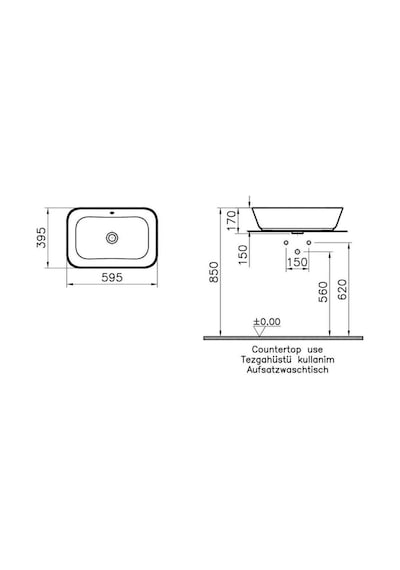 VitrA Geo 7425B070-0012 Çanak Lavabo. 60 CM Parlak Siyah