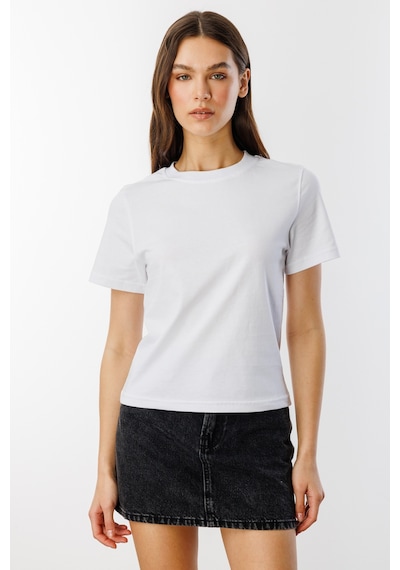 Kadın T-shirt Kısa Kollu Organik Pamuklu Bisiklet Yaka Crop T-shirt Kadın-t-shırt Beyaz Kadın T-shirt Kısa Kollu Organik Pamuklu Bisiklet Yaka Crop T-shirt Kadın-t-shırt Beyaz