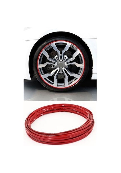 Jant Çevresine 10 Metre 9 Mm Sportif Kırmızı Şerit Jant Bandı
