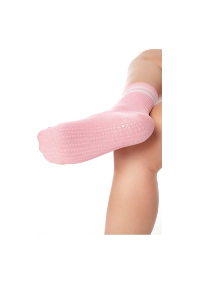 Saysez Bambu Kadın Kaydırmaz Taban Silikon Baskı Pilates Yoga Fitness Dans Aktivite Pembe Tenis Çorabı Renkli