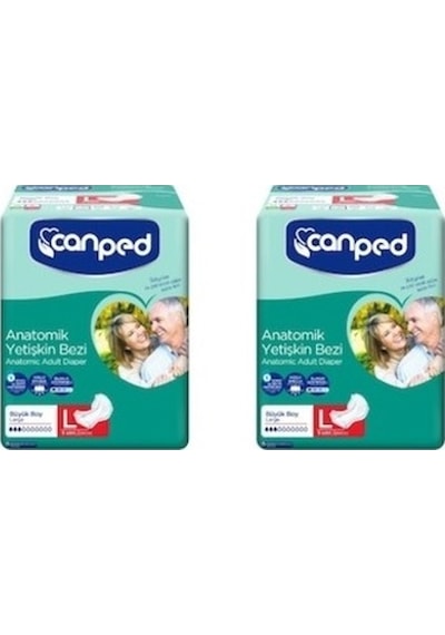 Canped Anatomik Yetişkin Hasta Bezi Büyük Boy L 8'Li x 2 16 Adet