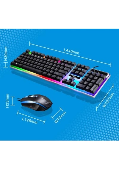 Polham RGB Led Işıklı Klavye ve Mouse Seti, Gamer, Oyuncu, USB Klavye ve Mouse, Işıklı Oyuncu Seti