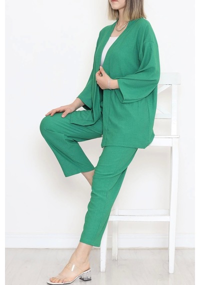 Kimono Takım Yeşil - 12176.1254. Çok Renkli