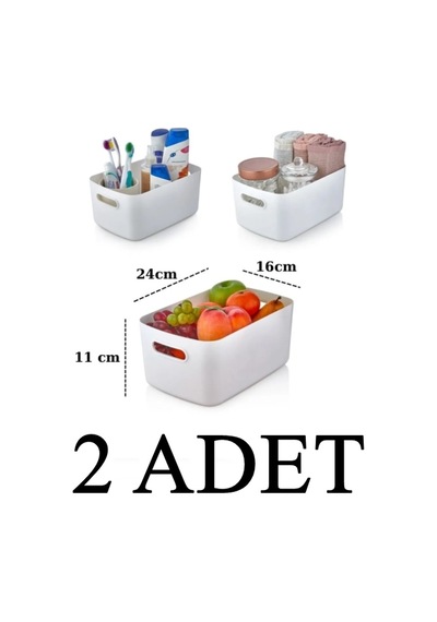 2 Adet 3.5 Lt Dolap Içi, Buzdolabı Düzenleyici, Banyo Organizer Sepet Beyaz