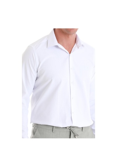Hatemoğlu Beyaz Slim Fit Desenli Slim Yaka Pamuklu Uzun Kollu Gömlek 24d190000019 086 Beyaz