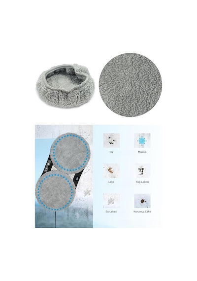 Hutt Cam Temizleme Robotu DdDC55 C65 C6 S8 Uyumlu Mikro Fiber Yedek Bezi 5'li Set 10 Adet Gri