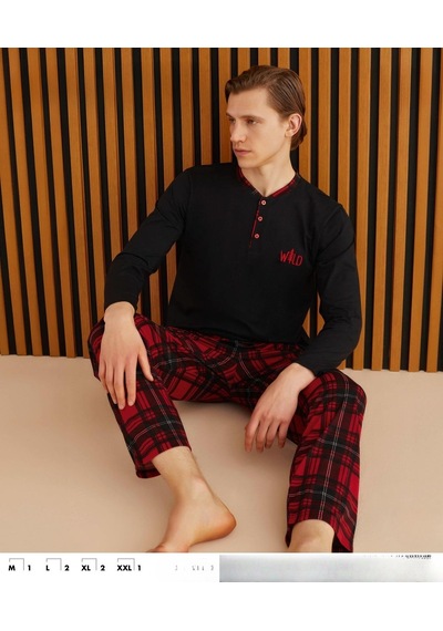 Pijamoni Erkek Süprem Uzun Kol İnce Pijama Takımı 6300-1 001