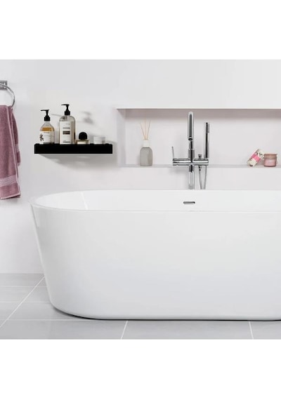 Dekoratif Siyah Metal Banyo Rafı Şampuanlık Duş Rafı Banyo Düzenleyici Siyah
