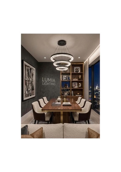 LumiaLighting Vera Model Siyah Kumandalı 3 Renk Modu Ledli Modern Salon Mutfak Çocuk Yatak Odası Led Avize