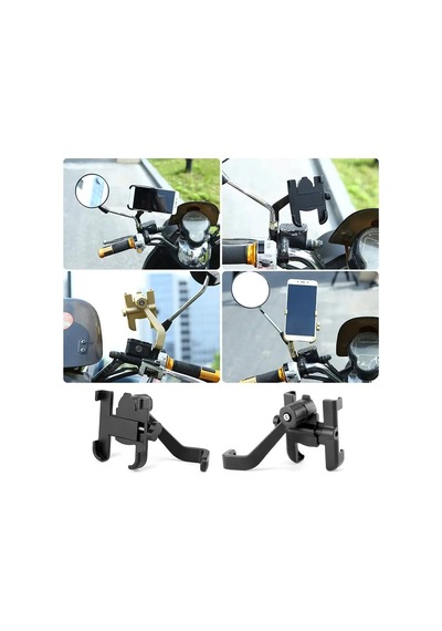 Alüminyum Bisiklet Ve Scooter Telefon Tutucu, 360 Dönebilir, Ayarlanabilir, Metal Malzeme, Siyah 2 Mixed