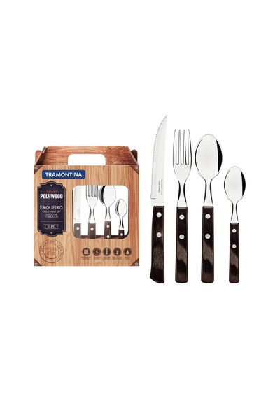 Churrasco 21199/905 Çatal, Kaşık, Biftek-steak Bıçağı Seti 24 Lü Kutu Çok Renkli