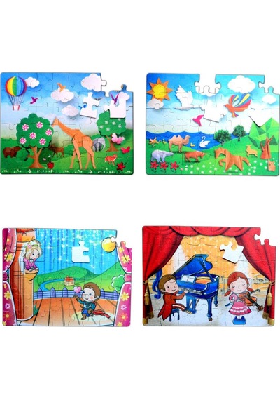 4 Set 96 Parça Tox Origami Ve Sahne 5+ Keçe Yapboz 5 Yaş Puzz