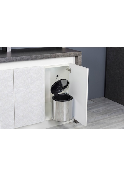 Banyo, Mutfak Dolabı İçi 11 Litre Metal Çöp Kovası – Krom, Tüm Dolaplara Uyumlu Tezgah Altı Çöp Kovası