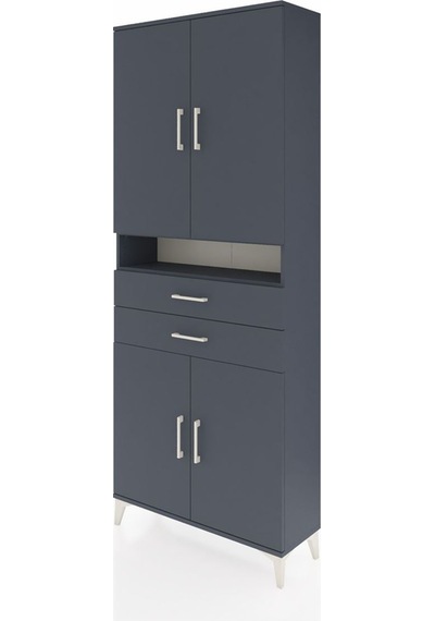 Arges Dolap 5 Raflı 2 Çekmeceli 4 Kapaklı 88x30x221 Antrasit-... Antrasit