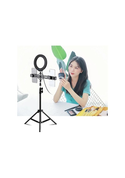 Puluz 1.1m Çift Telefon Tutucu 6.2cm Led Işık Stand Youtubercanlı Yayın Selfie Tiktok Makeup- 5775 Renkli