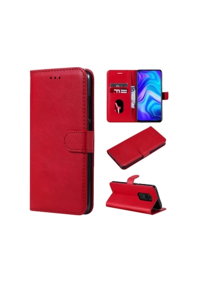 Xiaomi Redmi Note 9s / 9 Pro Kılıf Elite Kapaklı Cüzdanlı Col149573-kırmızı