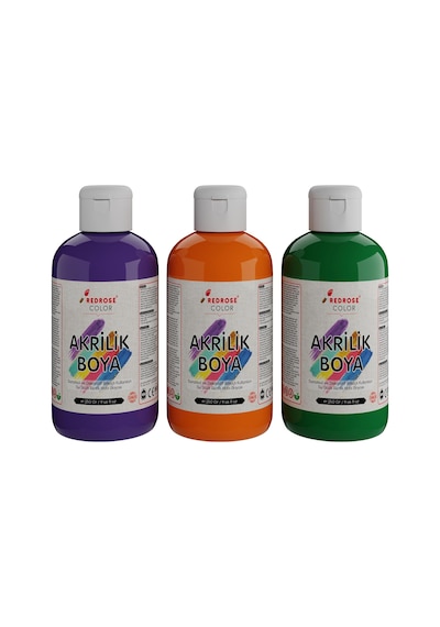 Yeşil-mor-turuncu Akrilik Boya 3'lü Set 3x250gr