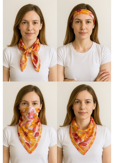 Sonbahar Esintisi Desen 70 70cm Bandana/fular Çok Renkli