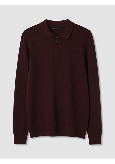 LC Waikiki Lc Waıkıkı Bordo Polo Yaka Yarım Fermuarlı Erkek Triko Kazak