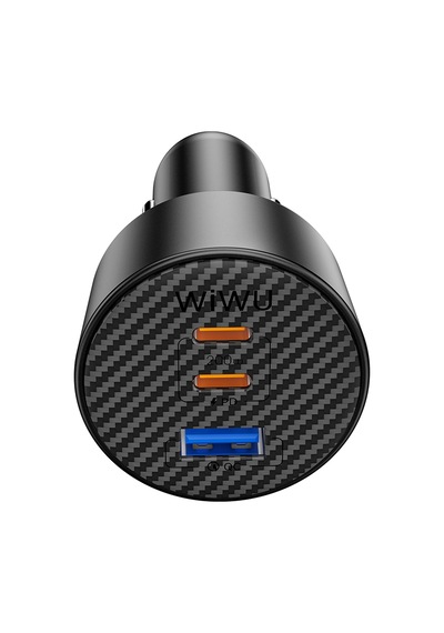 Wiwu Wi-cc026 Hızlı Şarj Özellikli Pd Type-c + Usb-a Portlu Aramid Fiber Araç Şarj Aleti 200w Siyah