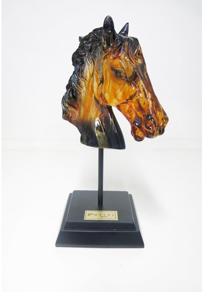 MİSSİ ÖZEL EL YAPIMI DEKORATİF AMBER AT BÜST/HEYKEL