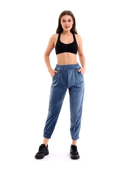 Winmoda34 Kadife Eşofman Jogger İndigo
