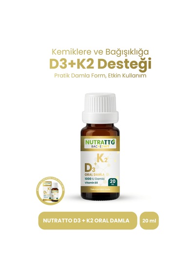 Nutratto Backedvit Vitamin D3 K2 Damla 1000 Iu 20 Ml