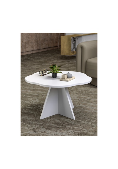 Çiçek Orta Sehpa Beyaz 70 Cm Çok Renkli
