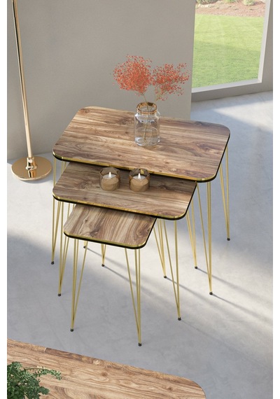 Zigon Sehpa Kr Çift Gold Ceviz Tel 1029