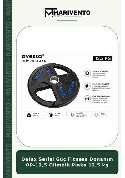 Delux Serisi Güç Fitness Donanım Op-12,5 Olimpik Plaka 12,5 Kg