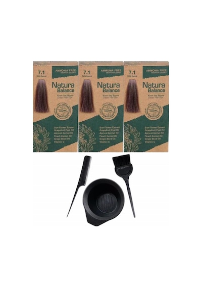 Natura Balance Saç Boyası 7.1 Küllü Kumral 3 Adet+Saç Boyama Set