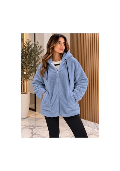 Butik İstanbul Fermuarlı Wellsoft Hırka Açık Mavi